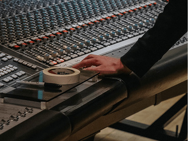 Hand operating professional audio mixing console